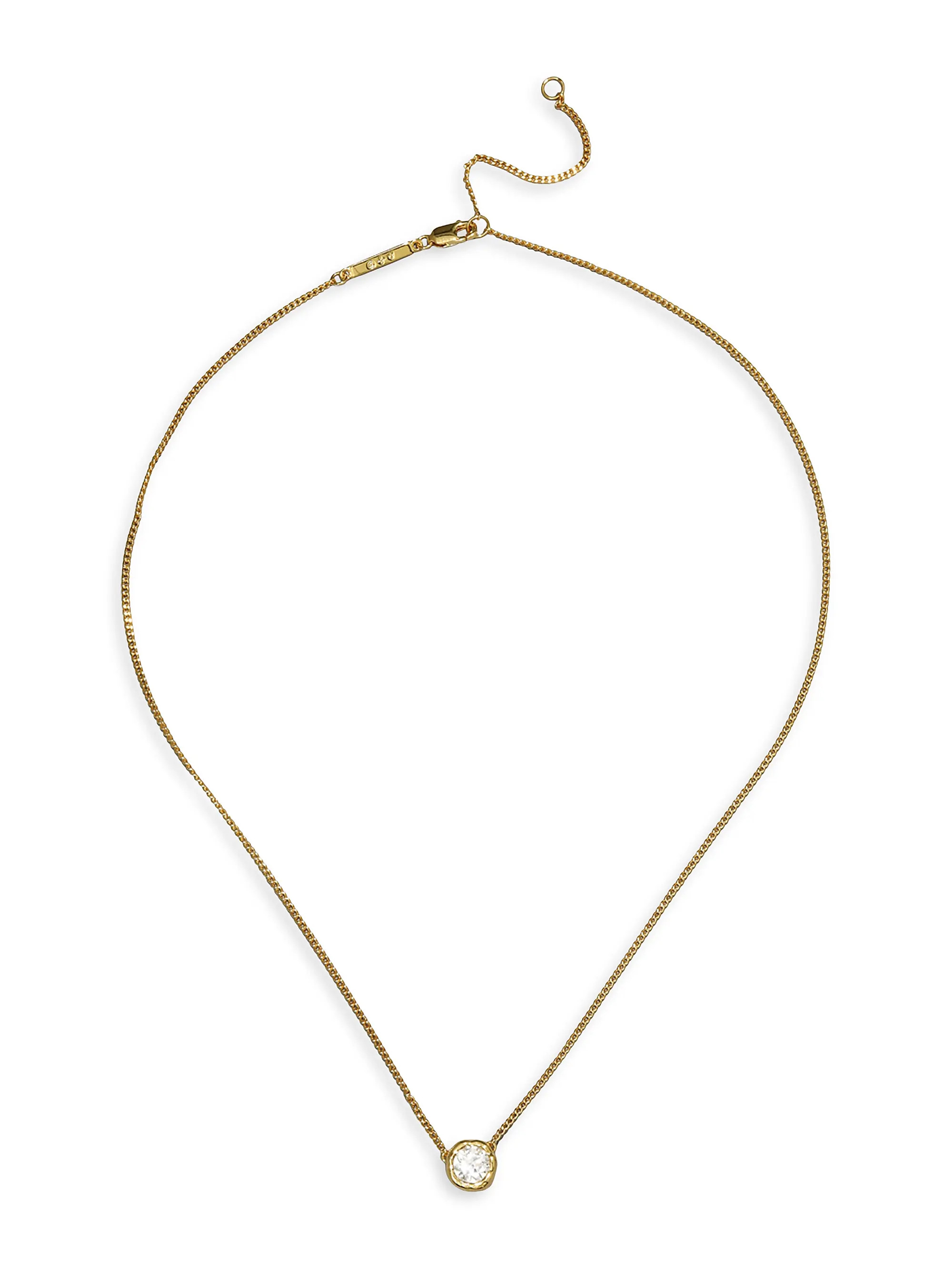 Asterales 14K-Gold-Plated & Cubic Zirconia Solitaire Pendant Necklace | Saks Fifth Avenue