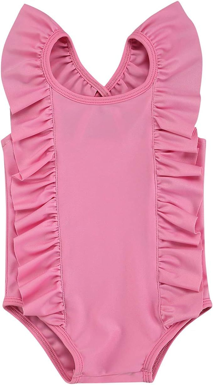 Muasaaluxi Toddler Baby Girls Swimsuit Ruffled Sleeveless Swimwear One-Piece Beachwear Bathing Su... | Amazon (US)