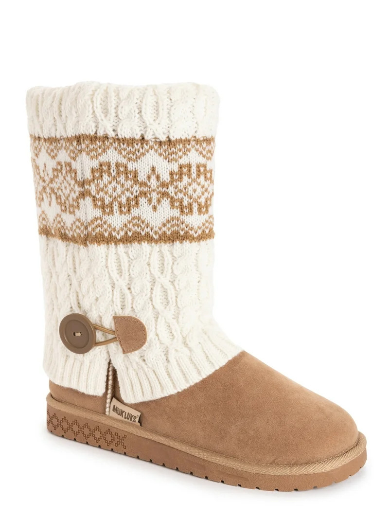 MUK LUKS Women's Janie Knit Cuff Mid-Calf Boot | Walmart (US)