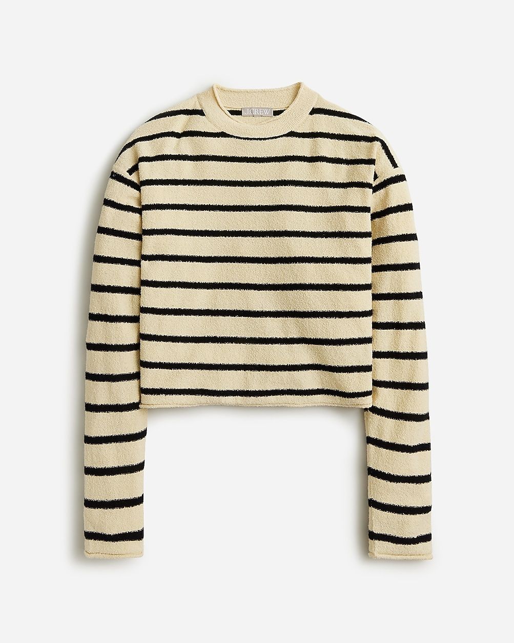 Cropped cotton-blend bouclé Rollneck™ sweater in stripe | J.Crew US