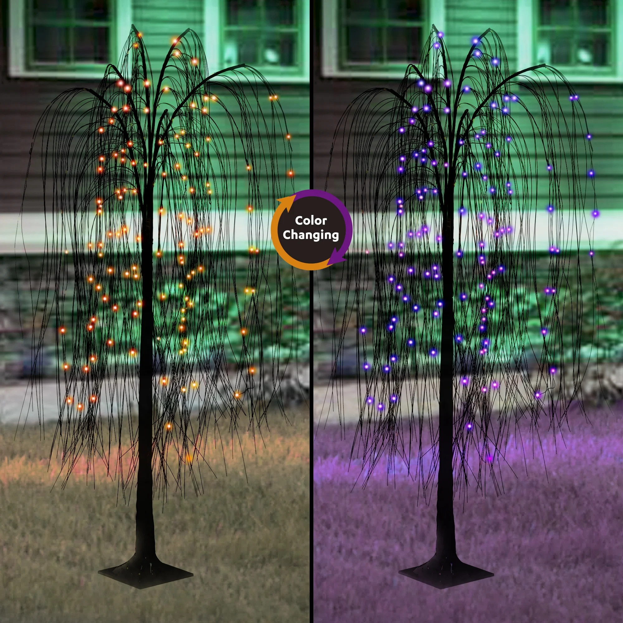 Orange and Purple Willow Tree, 48in, Color Changing LEDs, 8-Function Battery-Operated, Halloween ... | Walmart (US)