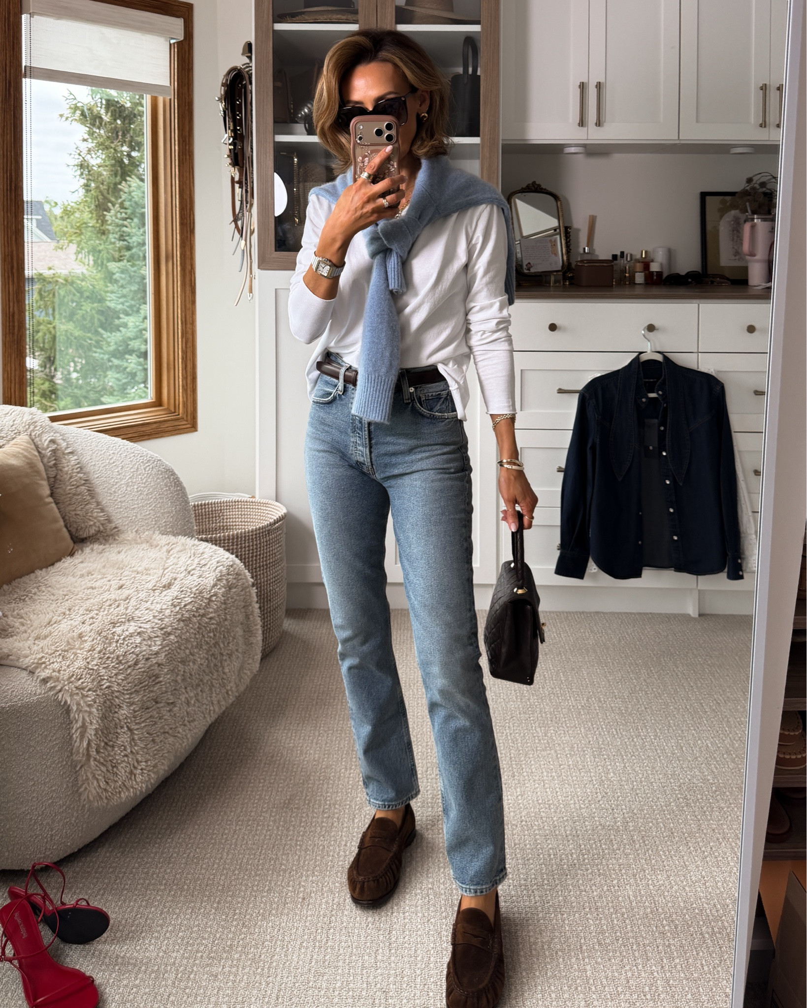KSD Shorties: Life Group Outfit 👖🤍

Wearing my new classic straight leg jean that fits like a glove and goes perfectly with a pair of loafers. Oversized long-sleeve tee and cashmere layers. 

Size 25 on jeans, fits snug. Xs on tee and sweater (both fit slightly oversized)

#LTKootd #LTKgrwm #LTKSeasonal