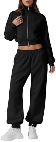 QINSEN Womens 2 Piece Oufits Full Zip Jacket Long Sleeve Sweatsuits Fleece Lounge Tracksuit with ... | Amazon (US)