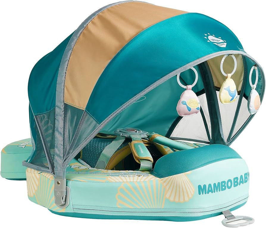Mambobaby Float Add Tail Newest Baby Swim Float with Canopy Solid Pool Infant Swim Trainer Swimmi... | Amazon (US)