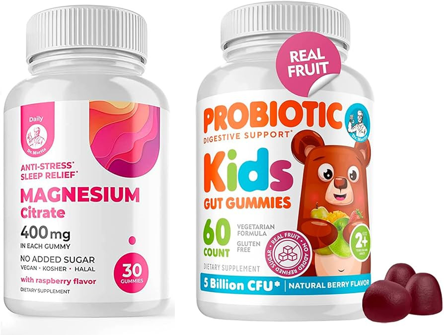 Gomitas de magnesio sin azúcar, 400 mg y probióticos para niños, gomitas probióticas con sabo... | Amazon (US)