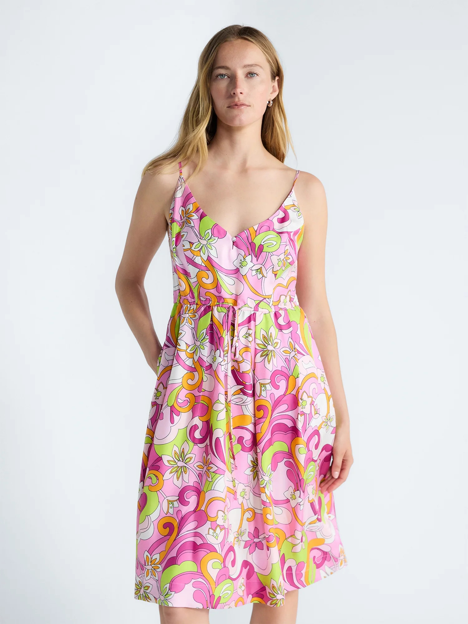 Free Assembly Women's and Women's Plus Sleeveless Printed Silk Dress, Sizes XS-4X | Walmart (US)