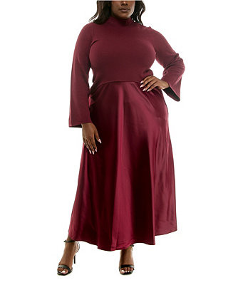 Taylor Plus Size Long Sleeves Twofer Maxi Dress - Macy's | Macy's