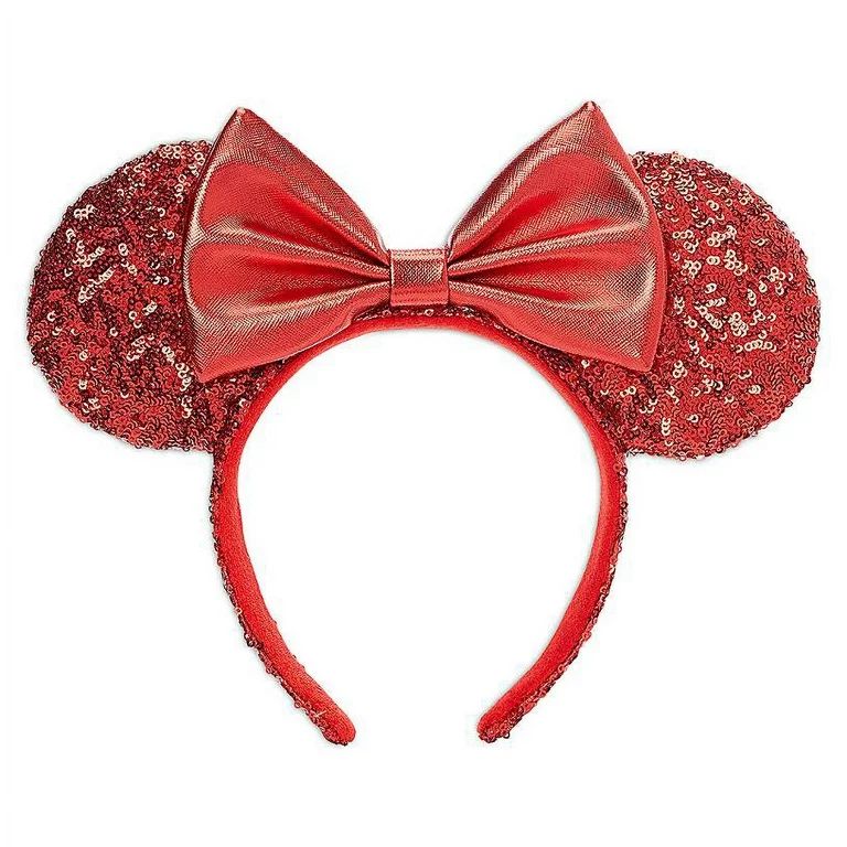 Disney Parks Minnie Mouse Sequined Ear Headband for Adults Red New with Tags | Walmart (US)