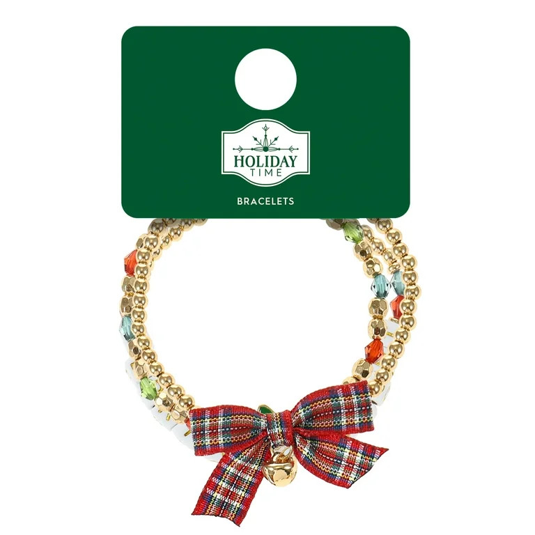 Holiday Time Stretch Beaded Bracelet Set, 3 Pieces | Walmart (US)