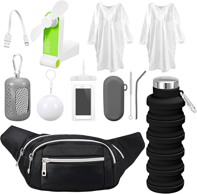Theme Park Essentials 9 Pieces Fanny Pack Cruise Ship Essentials USB Handheld Fan Collapsible Wat... | Amazon (US)