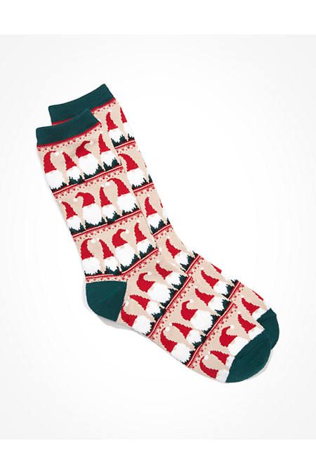 AE Gnome Crew Sock Women's Green One Size | American Eagle Outfitters (US & CA)