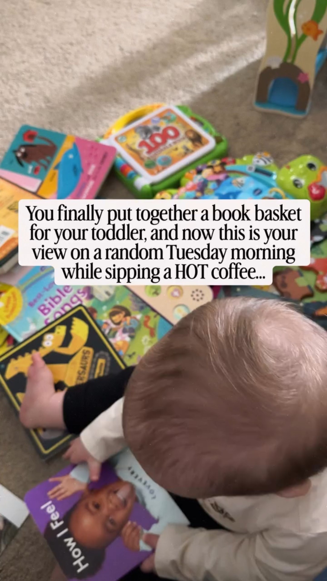 A simple activity I can set up once, pull out when I need, and keeps him occupied and learning while I sip my coffee…yes, please! 🙌🏻 

I share our Book Basket regularly in stories, because it’s my little guys favorite way to start the day…and mine too. 😏 

He’ll sit at my feet and pull each one out of the basket, flip through the pages, and point and repeat words and sounds. It’s been a total game changer. 



#momsofinstagram #toddlerplayideas #toddlermomlife #toddleractivitiesathome #toddleractivities

#LTKmorningroutine #LTKmomlife #LTKdayinmylife