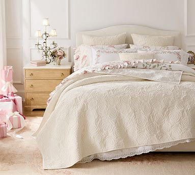 LoveShackFancy Rosette Velvet Quilt | Pottery Barn (US)