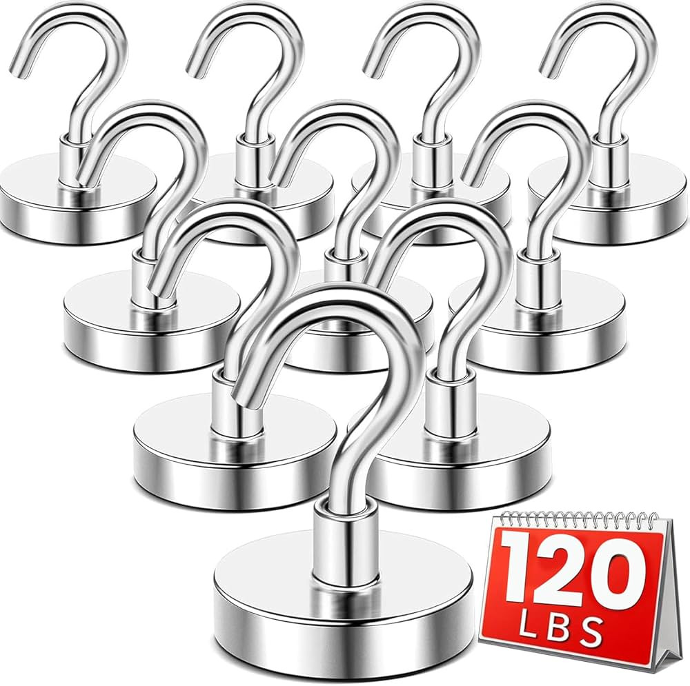 DIYMAG Magnetic Hooks,120 lb Heavy Duty Strong Magnet with Hook for Hanging Rare Earth Neodymium ... | Amazon (US)