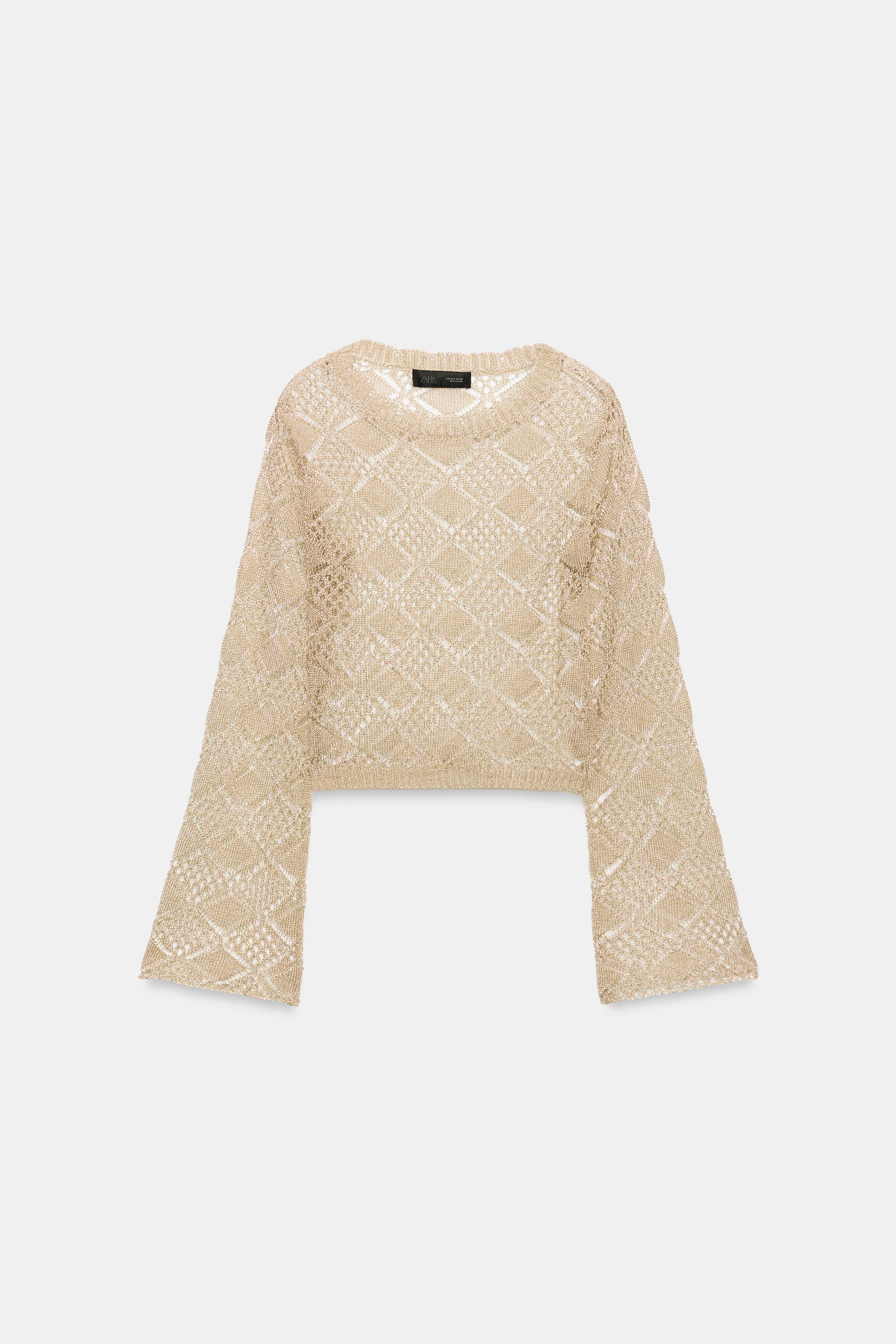 POINTELLE KNIT BELL SLEEVE SWEATER | Zara US