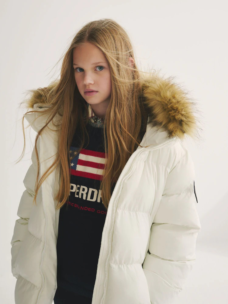 Superdry White Belted Puffer Coat | Next US