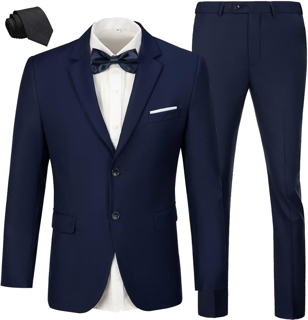 Qisuma Mens Pinstripe Suits Slim Fit 3 Piece Prom Homecoming Outfit Wedding Tux for Men Suit Jack... | Amazon (US)