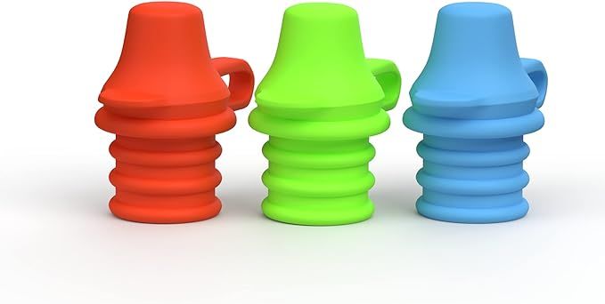 KiddiKap- No Spill Silicone Bottle Top Spout 3 Pack Bundle (Red, Blue, Green) BPA Free | Amazon (US)