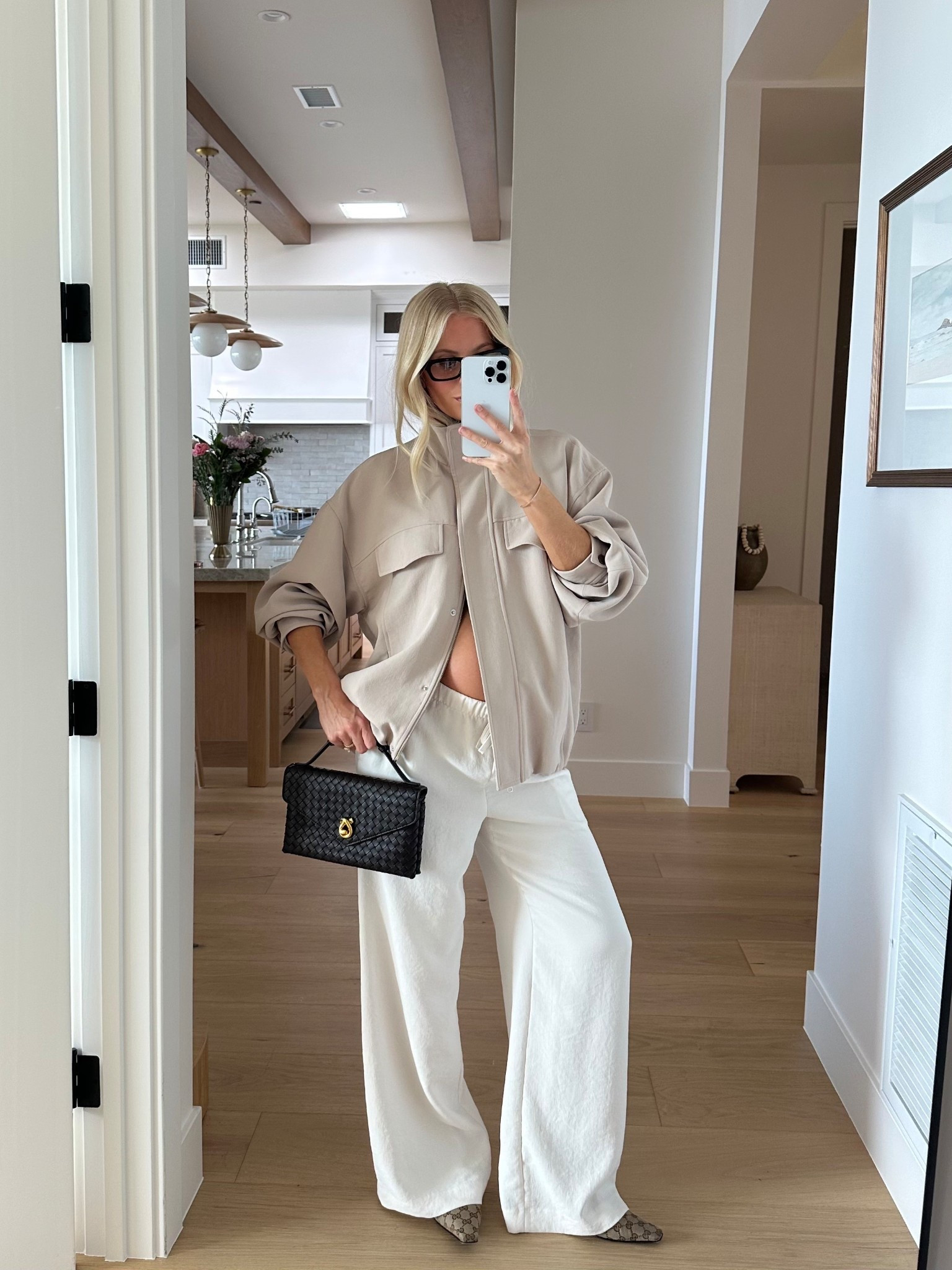 Wearing a medium in jacket (Marcona beige), small reg in pants (light birch), shoes run tts! Code KATHLEEN20 for discount on glasses! #kathleenpost

Spring transition outfit, date night outfit, casual chic outfit, lunch look, bump friendly, maternity outfit, lodge pant, viral Aritzia pant 

#LTKSeasonal #LTKBump #LTKootd