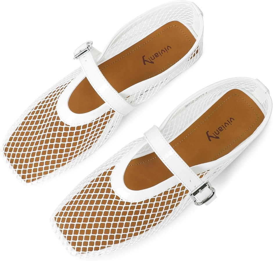vivianly Mesh Ballet Flats Shoes for Women Flats Comfortable Dressy Round Toe Mesh Flats Fishnet ... | Amazon (US)