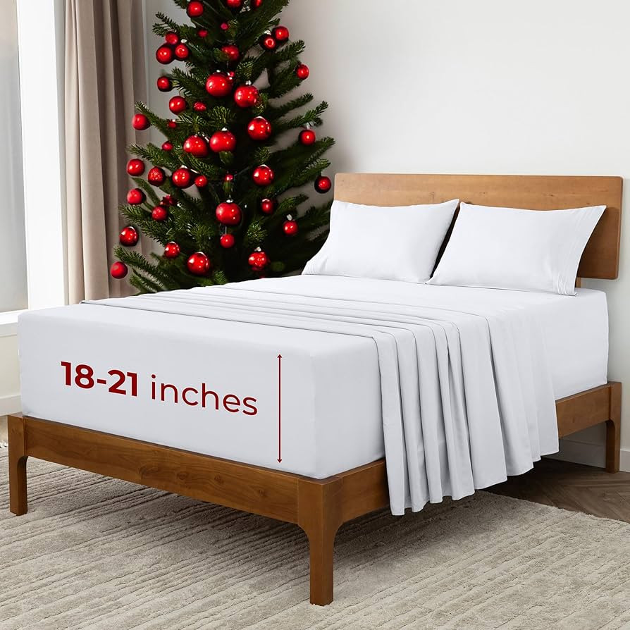 Mellanni Extra Deep King Sheets - 4 PC Iconic Collection Bedding Sheets & Pillowcases - Hotel Lux... | Amazon (US)