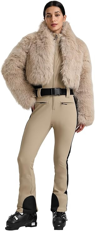 GSOU SNOW Women Ski Suit One Piece Snowsuit Snowboard Faux Fur Collar Slim Jumpsuit Jacket Insula... | Amazon (US)