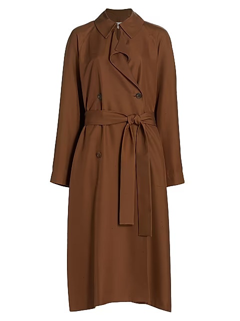 Oswin Belted Double-Breasted Silk Shantung Trench | Saks Fifth Avenue