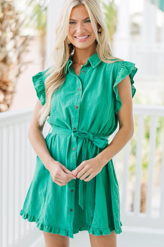 Out For The Day Green Ruffled Dress | The Mint Julep Boutique