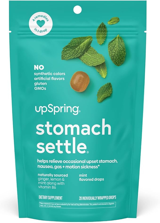 UpSpring Stomach Settle Drops for Occasional Nausea Relief/Upset Stomach with Ginger, Lemon, Spea... | Amazon (US)