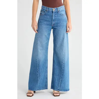 MOTHER Lemon Twist High Waist Wide Leg Jeans in Rolling In The Dough at Nordstrom, Size 23 | Nordstrom