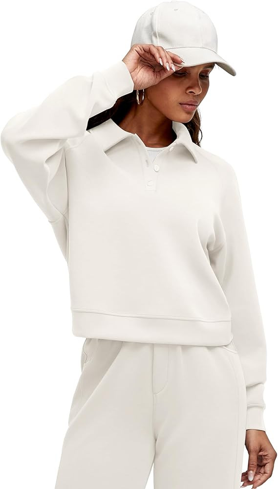 G4Free Smoofit Modal Soft Women's Polo Sweatshirts Pullover Long Sleeve Button Up Casual Tops | Amazon (US)