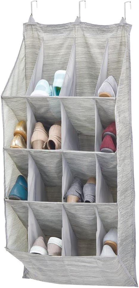 mDesign Over The Door Shoe Storage Cubby, 16 Pairs - Holds Shoes, Handbags, Clutches, Accessories... | Amazon (US)