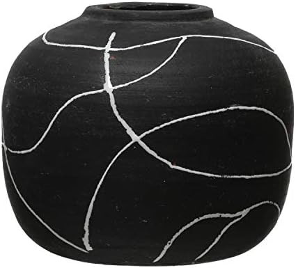 Creative Co-Op Hand-Painted Terra-Cotta Banana Leaf Rim, Black & White, Truck Ship (Each One Will... | Amazon (US)