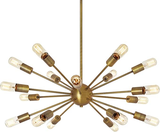 Brooklyn Bulb Co. Brass Sputnik Chandelier 18 Light - Mid-Century Sphere Ceiling Fixture, Modern ... | Amazon (US)