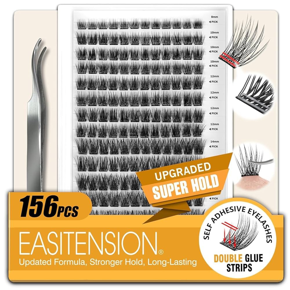 156 PCS Self Adhesive Eyelashes Clusters Kit Lash Clusters DIY Eyelashes Pre Glued No Glue Needed... | Amazon (US)