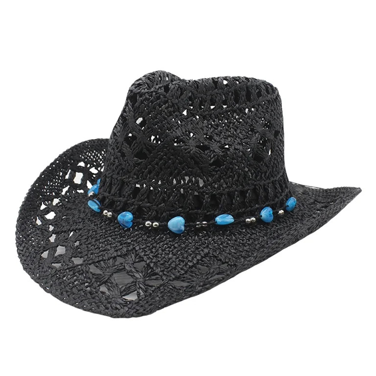 Afdoent Cowboy Hat For Women Summer Western Cowboy Hat Shapeable Straw Hat Hollowed Out Fashion H... | Walmart (US)
