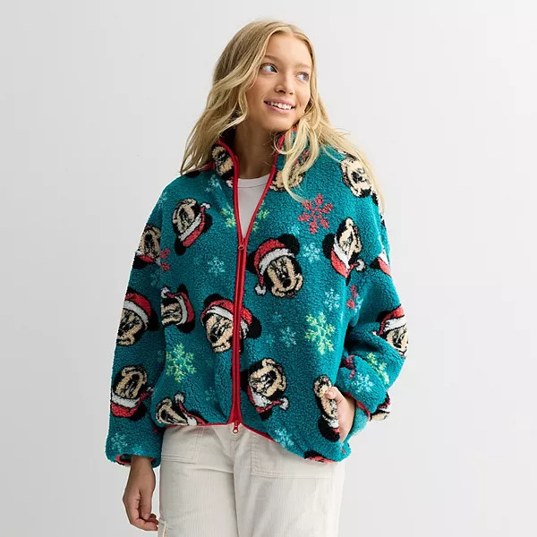 Juniors' Hello Kitty Long Sleeve Zip Neck Fleece Pullover | Kohl's