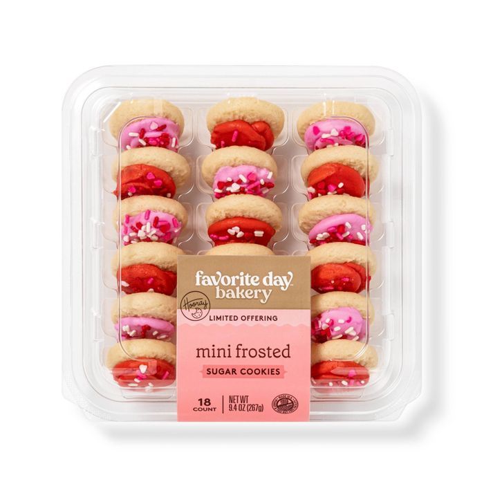 Valentine&#39;s Day Red &#38; Pink Frosted Mini Cookies - 9.4oz/18ct - Favorite Day&#8482; | Target