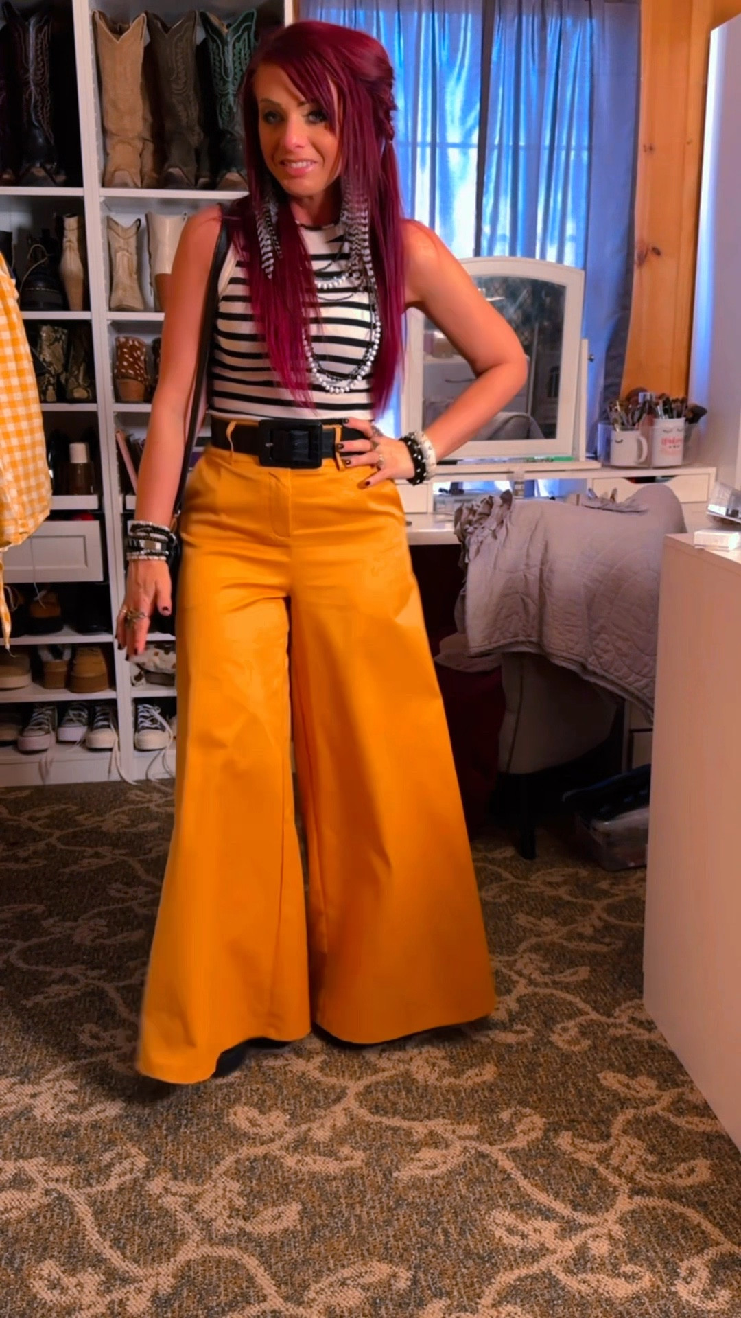 What do you get when you mix a bumble bee, a taxi cab, & a hazard sign?? The answer is a really cute outfit. 😂🐝⚠️🚕. 
Tank - in a size S (fits TTS)
Pants - in an XS (run TTS/slightly oversized, IMO, but don’t have a lot of stretch)
My black platforms are from NanaMacs, which I can’t link due to being a small business

#LTKgrwm #LTKootd #LTKPetite