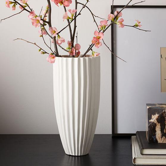 Sanibel Textured Vase, White, Wide Tall | West Elm (US)