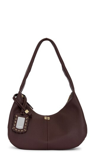 Ganni Grained Medium Hobo Bag in Brown. | Revolve Clothing (Global)