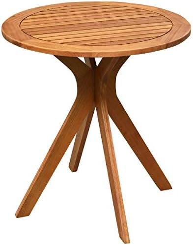 Tangkula 27.5 Inch Eucalyptus Wood Outdoor Patio Bistro Table, Round Wooden Table w/X Base, Coffe... | Amazon (US)