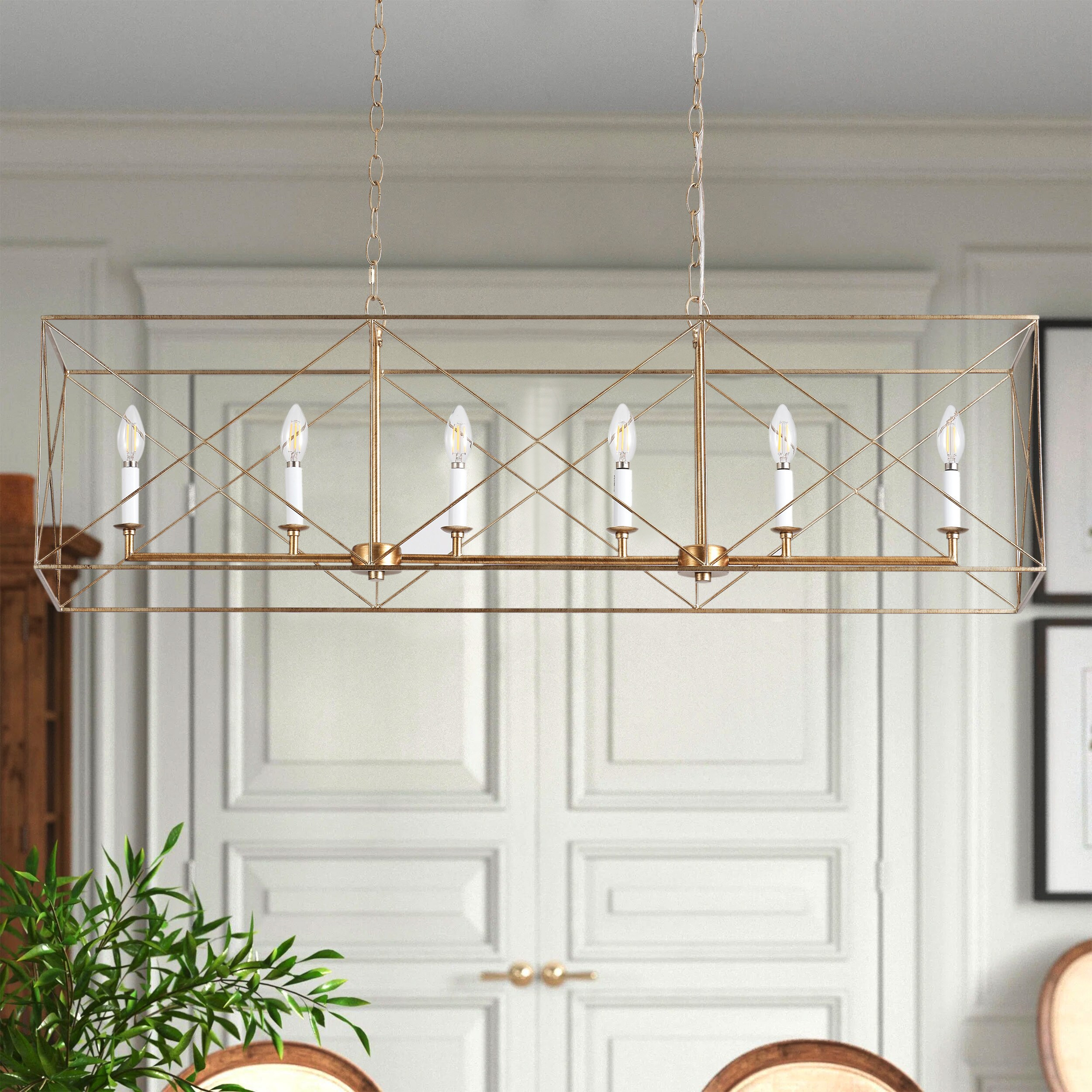 Aiwen 6 -Light Gold Metal Metal Chandelier one_size | HH-7020 | Lowe's