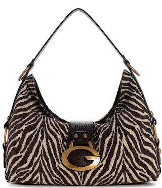 Guess Camden Zebra Shoulder Bag - Brown | Dillard's