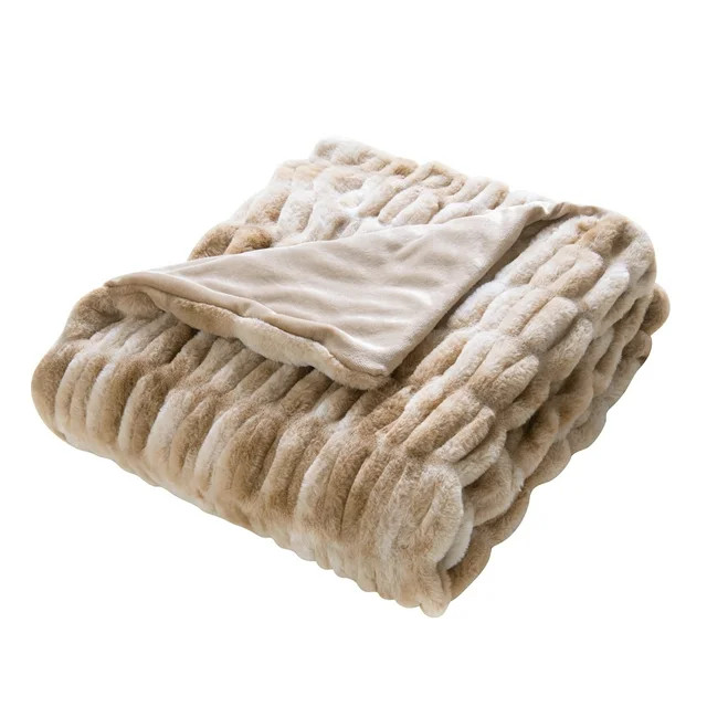 Better Homes & Gardens Polyester Faux Fur Reverse to Mink Throw, Light Brown Tie Dye, 50" x 60" | Walmart (US)