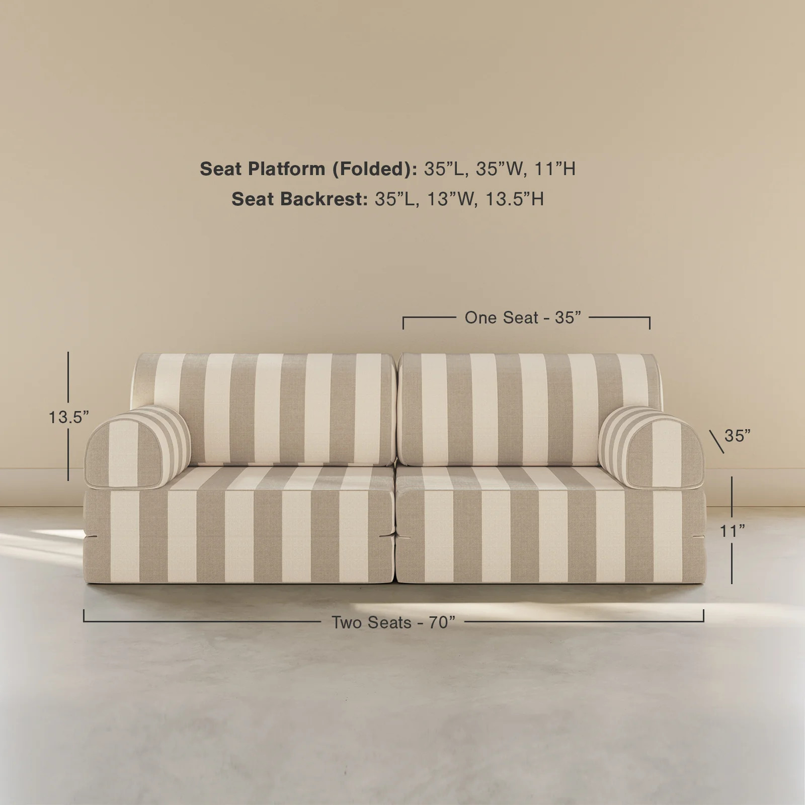 Coconut & Stone Striped Modular Sofa | Harlan | House of Noa | House of Noa