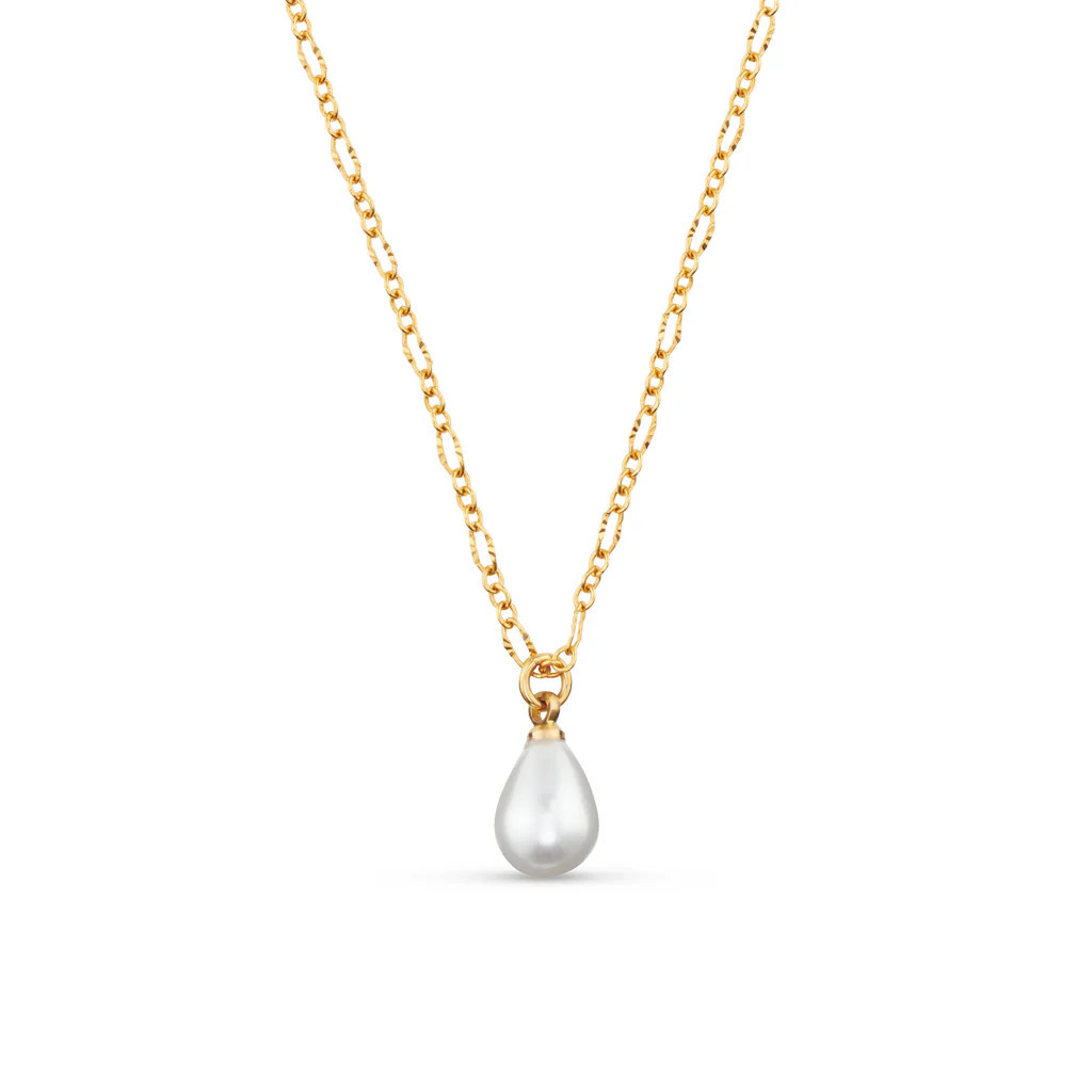 Dainty Peardrop Pearl Necklace - Gold | Orelia