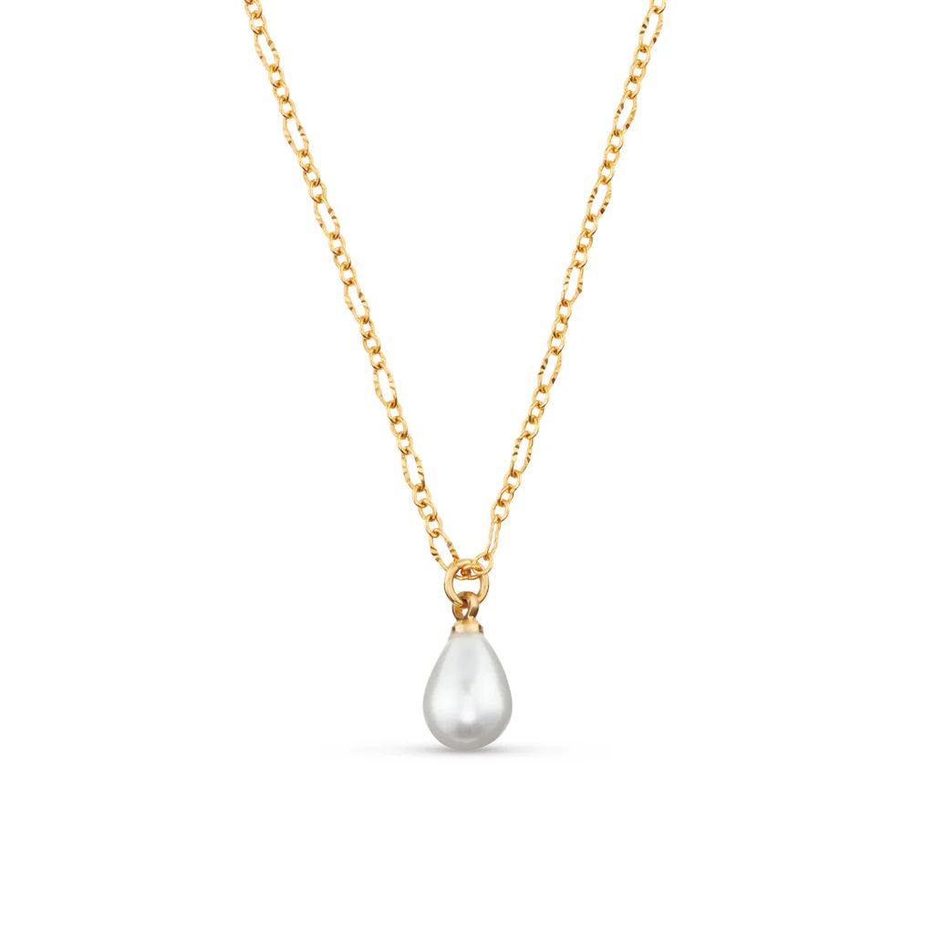 Dainty Peardrop Pearl Necklace - Gold | Orelia