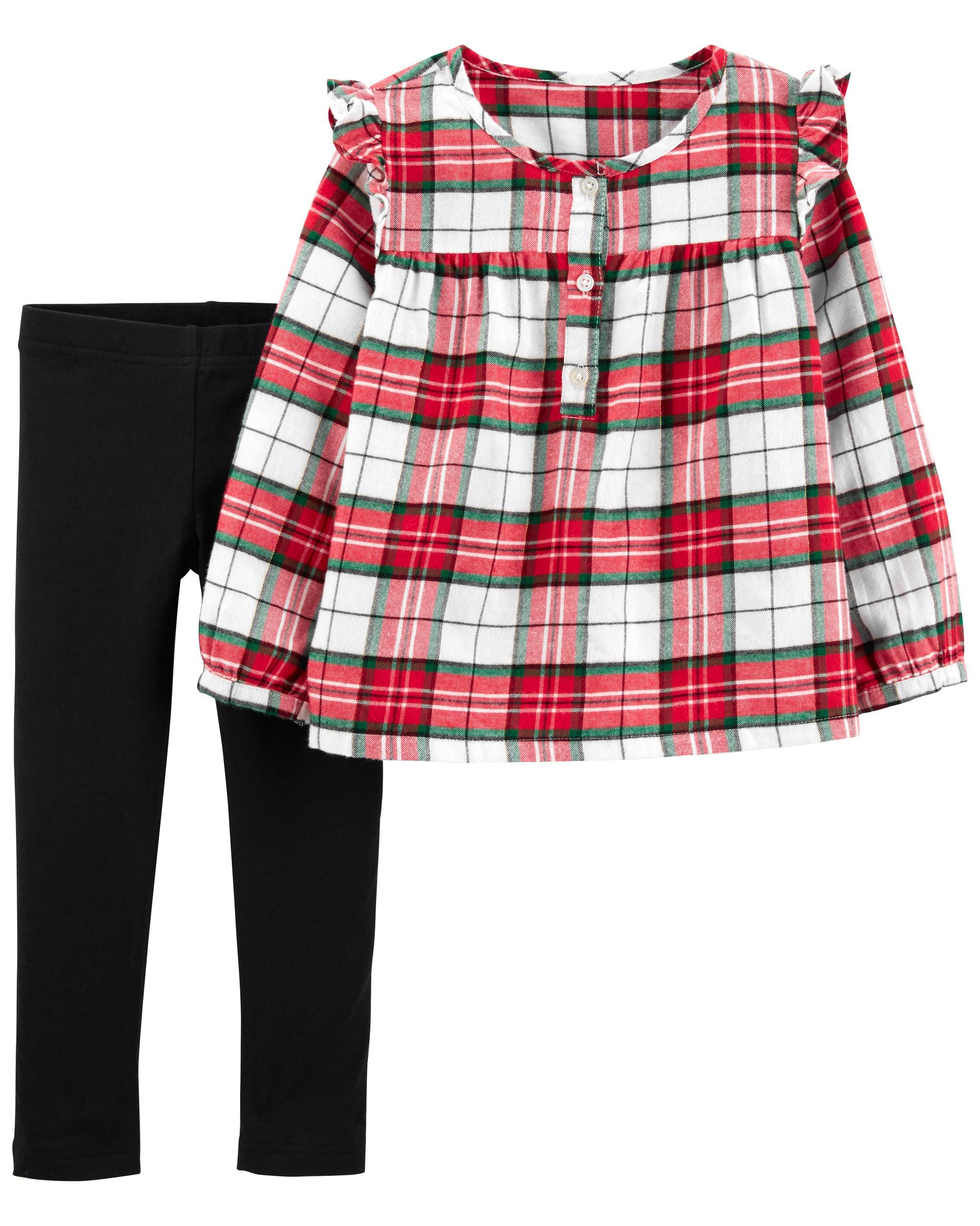 2-Piece Plaid Fleece Top & Legging Set | Carter's