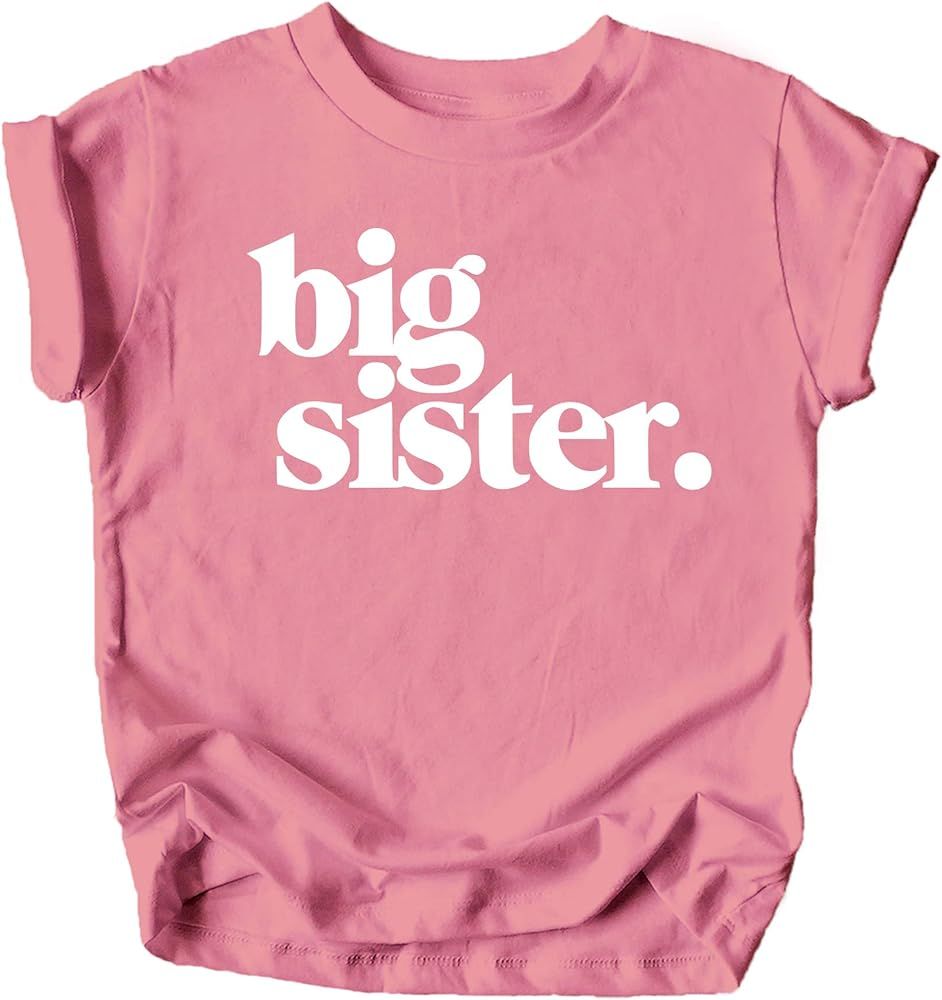 Bold Big Sister Colorful Sibling Reveal Announcement T-Shirt for Baby and Toddler Girls Sibling Outf | Amazon (US)